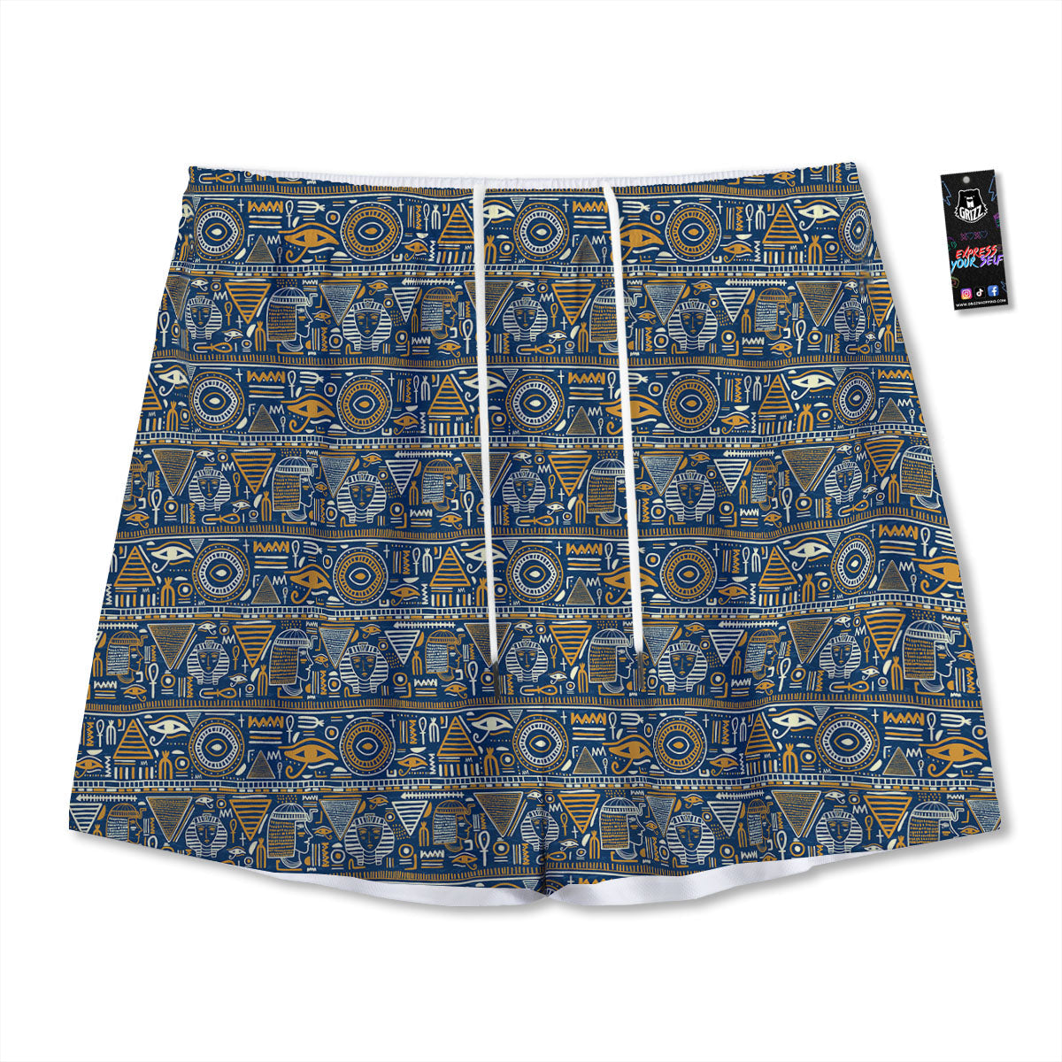 Buffalo Check Fire Yellow Print Pattern Mesh Shorts