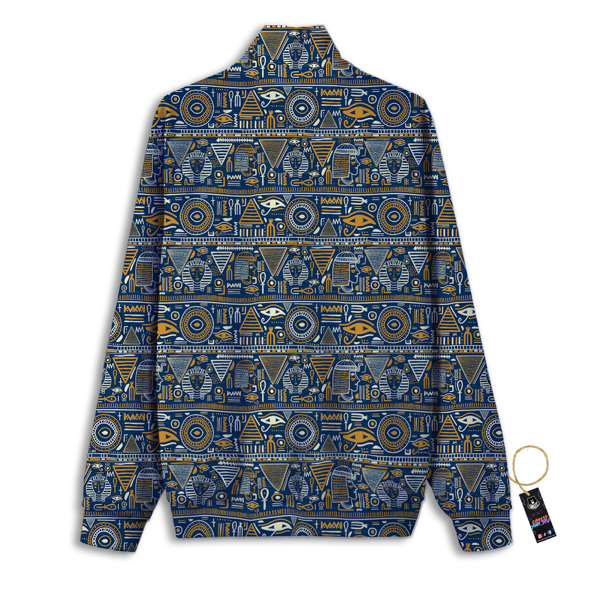Ancient Egyptian Tribal Blue Print Pattern Track Jacket-grizzshop