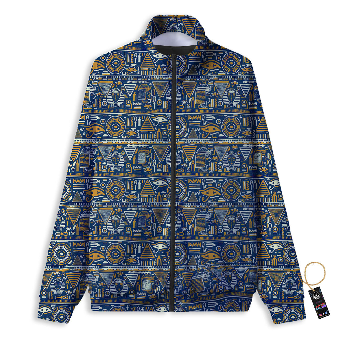 Ancient Egyptian Tribal Blue Print Pattern Track Jacket-grizzshop