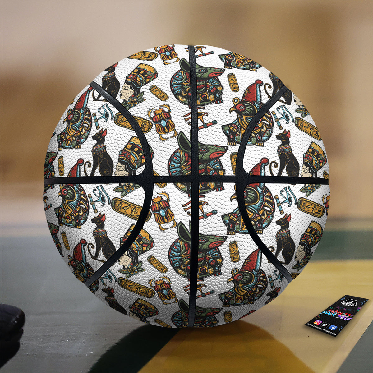 Ancient Egypt Old School Tattoo Print Pattern Basketball