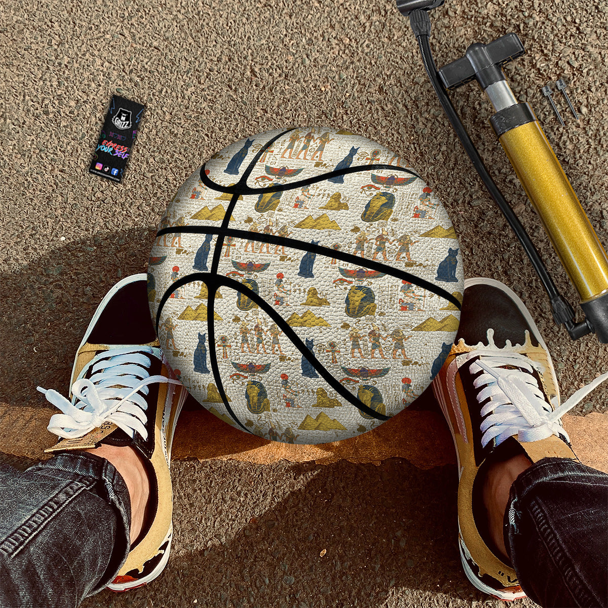 Ancient Egypt Text Print Pattern Basketball