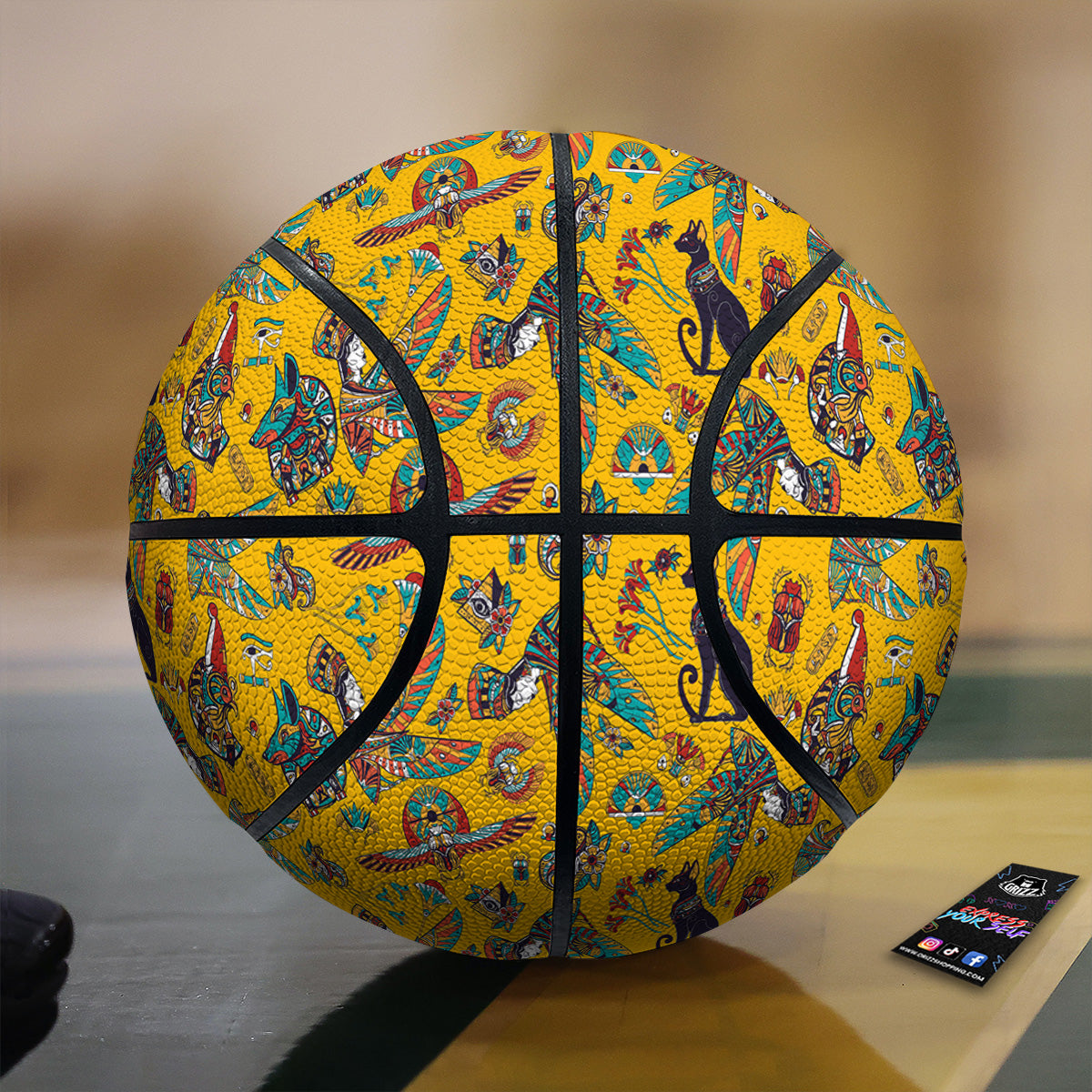 Ancient Egypt Yellow Print Pattern Basketball