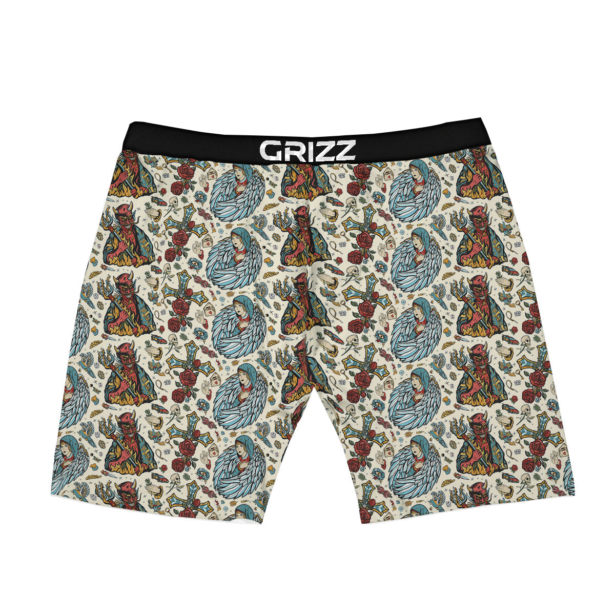 Angel And Demon Old School Tattoo Print Pattern Boxer Briefs-grizzshop