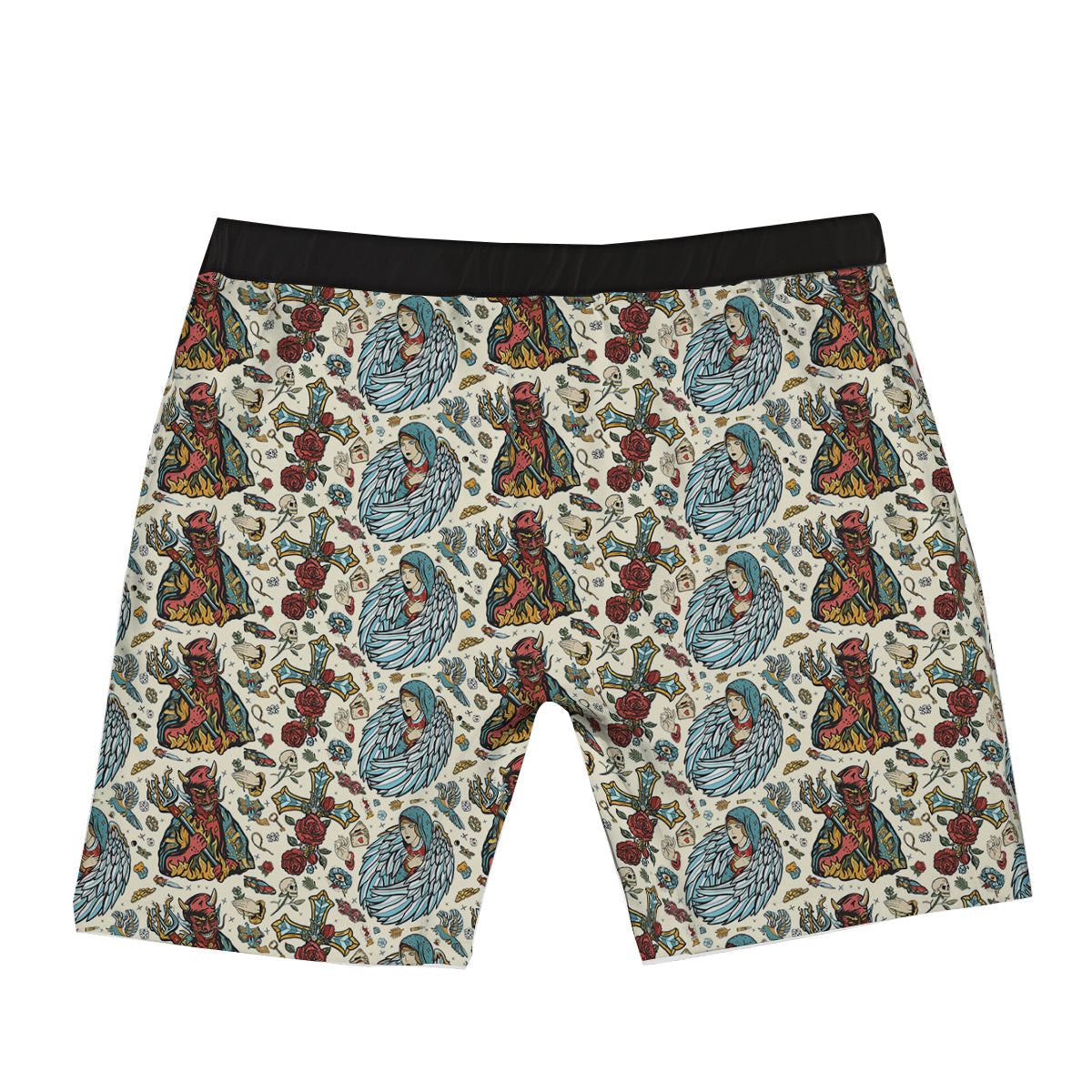 Angel And Demon Old School Tattoo Print Pattern Boxer Briefs-grizzshop