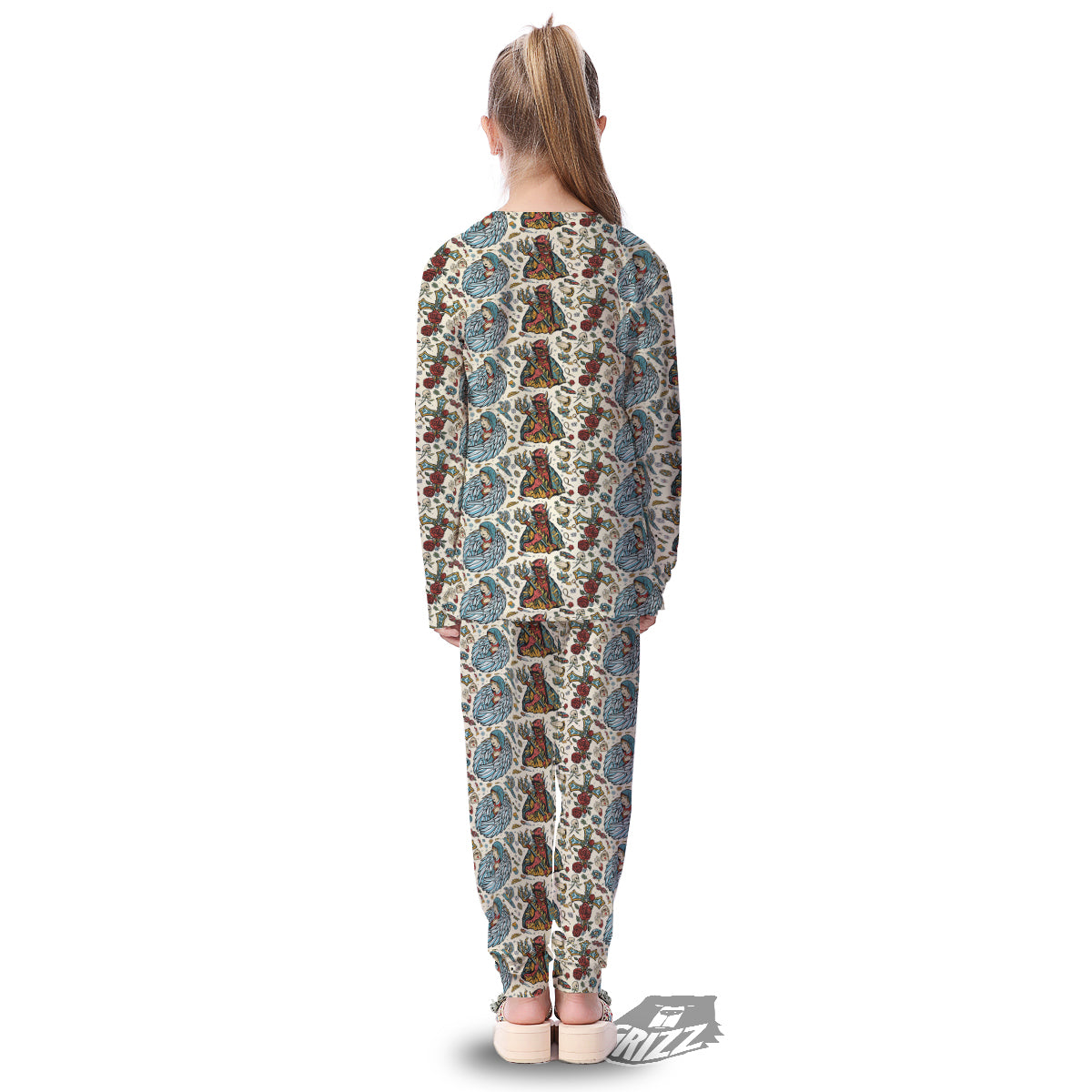 Angel And Demon Old School Tattoo Print Pattern Kid's Pajamas-grizzshop