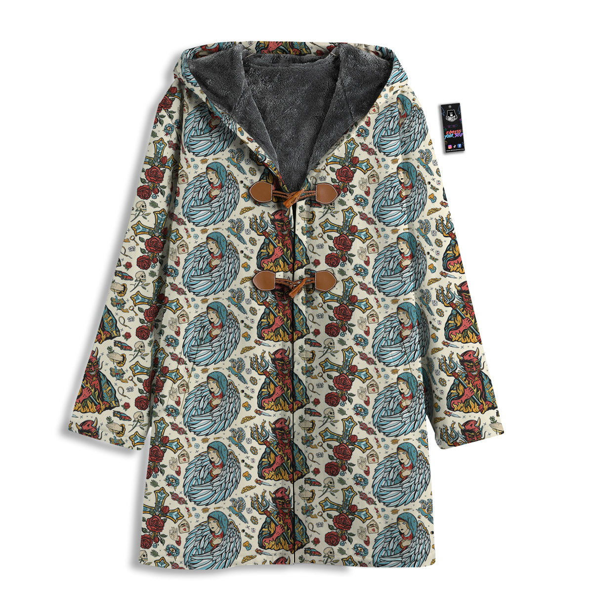 Angel And Demon Old School Tattoo Print Pattern Men's Windbreaker Jacket-grizzshop