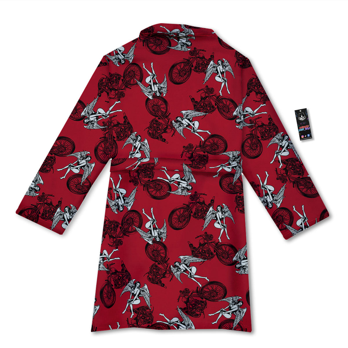 Angel And Motorcycle Print Pattern Bathrobe-grizzshop