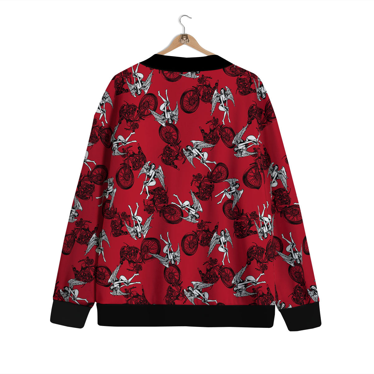Angel And Motorcycle Print Pattern Cardigan-grizzshop