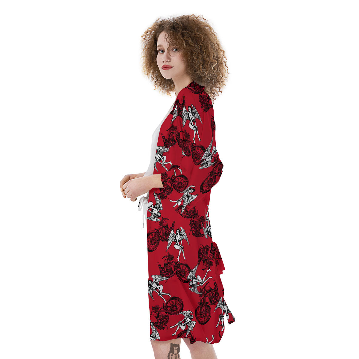 Angel And Motorcycle Print Pattern Kimono-grizzshop