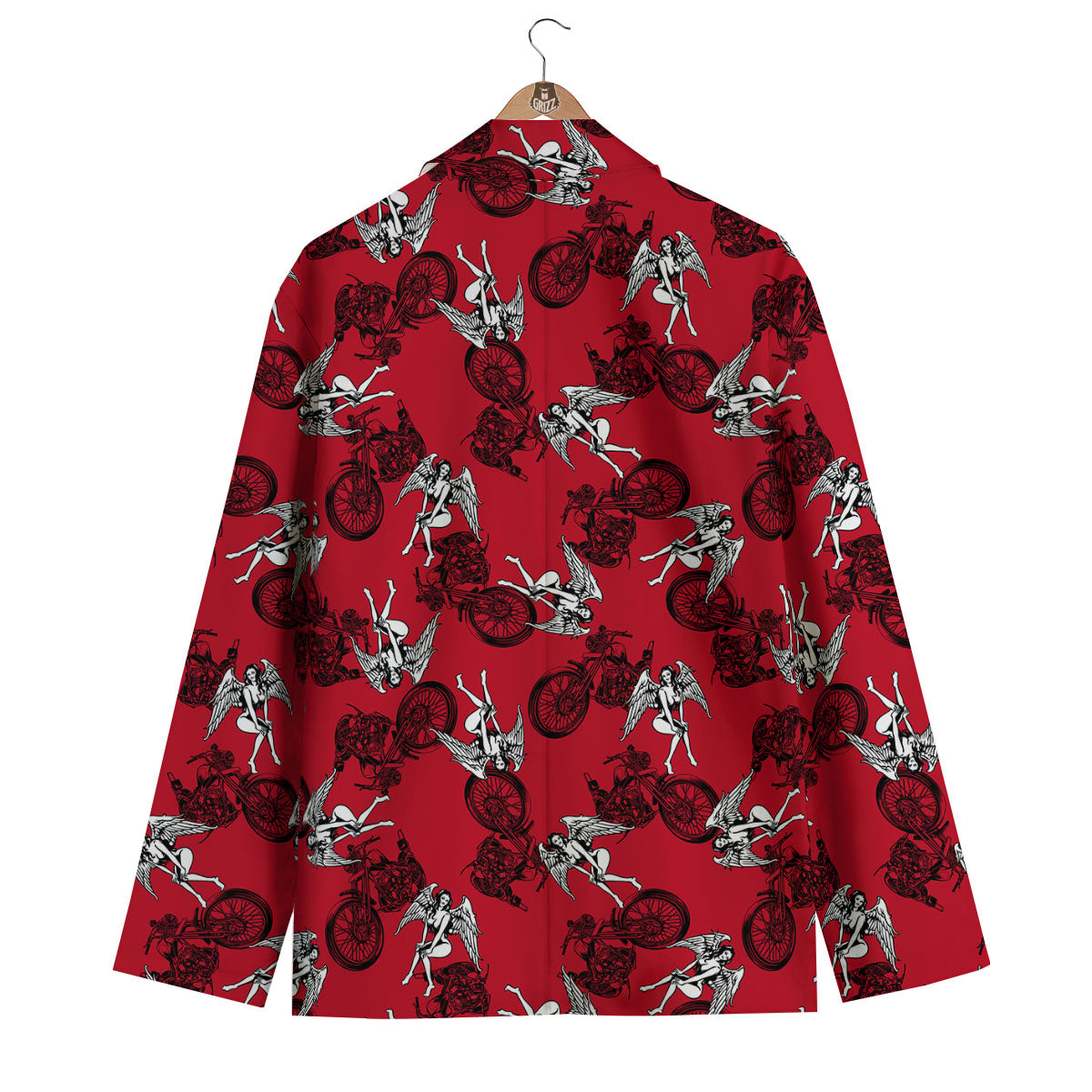 Angel And Motorcycle Print Pattern Men's Blazer-grizzshop