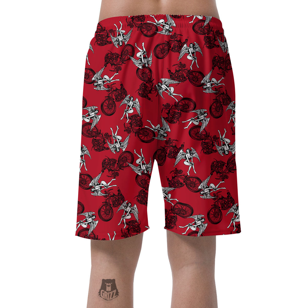 Angel And Motorcycle Print Pattern Men's Shorts-grizzshop