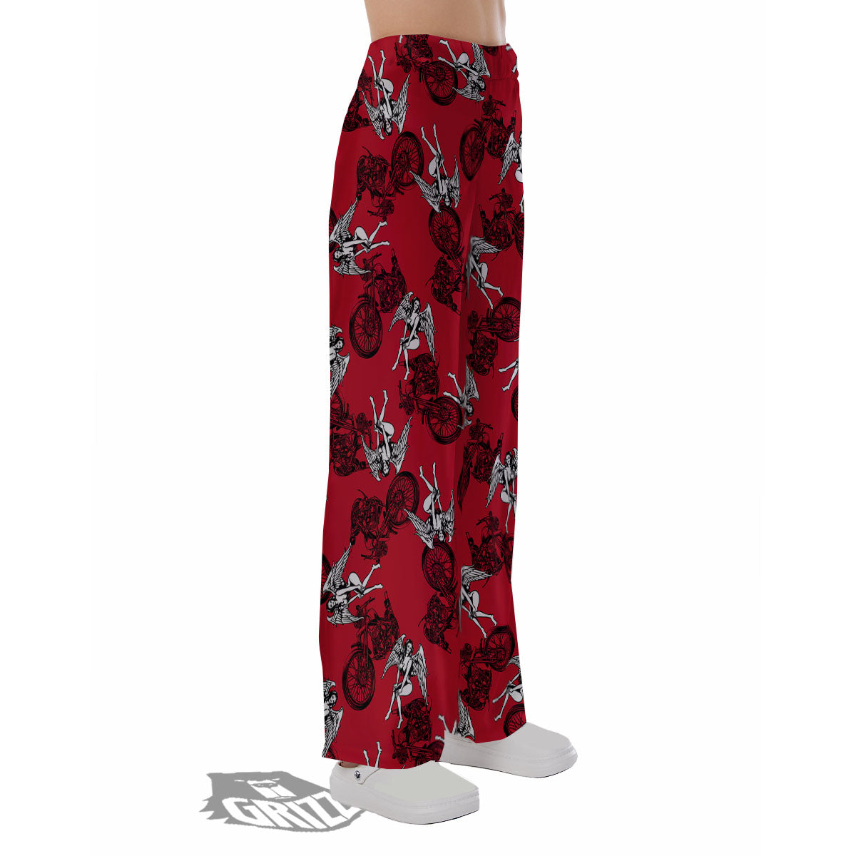 Angel And Motorcycle Print Pattern Pajama Pants-grizzshop