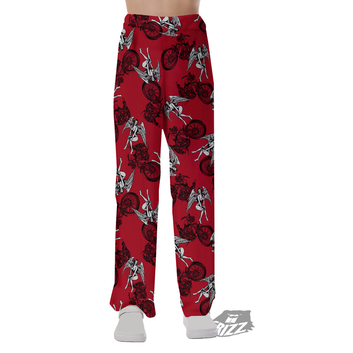 Angel And Motorcycle Print Pattern Pajama Pants-grizzshop