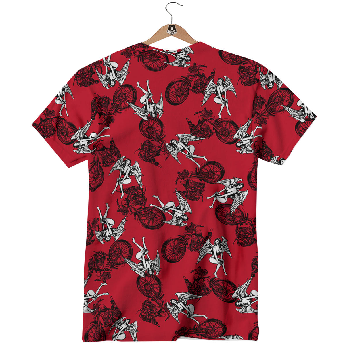 Angel And Motorcycle Print Pattern T-Shirt-grizzshop
