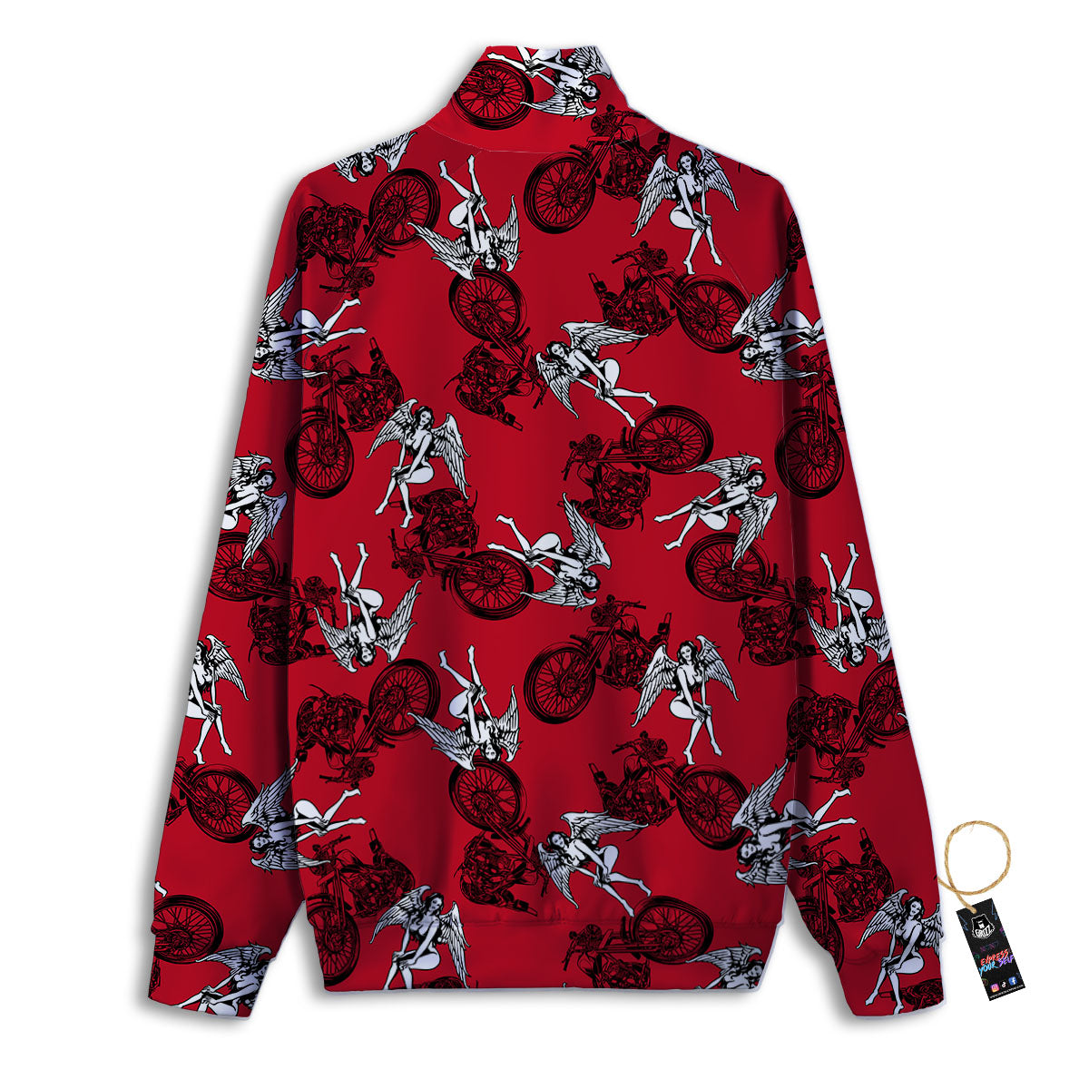 Angel And Motorcycle Print Pattern Track Jacket-grizzshop