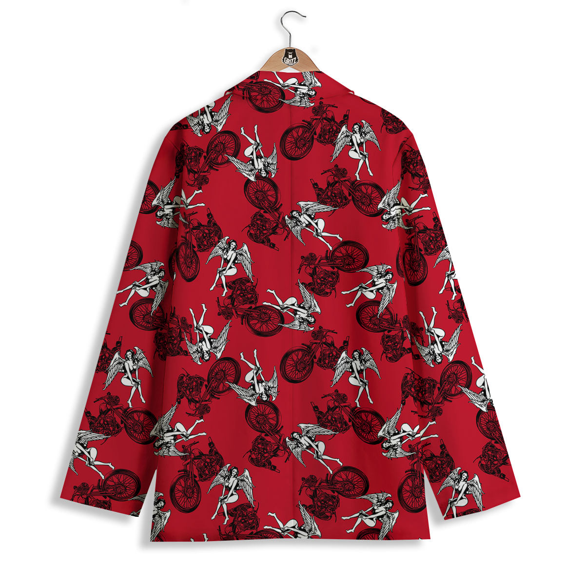 Angel And Motorcycle Print Pattern Women's Blazer-grizzshop