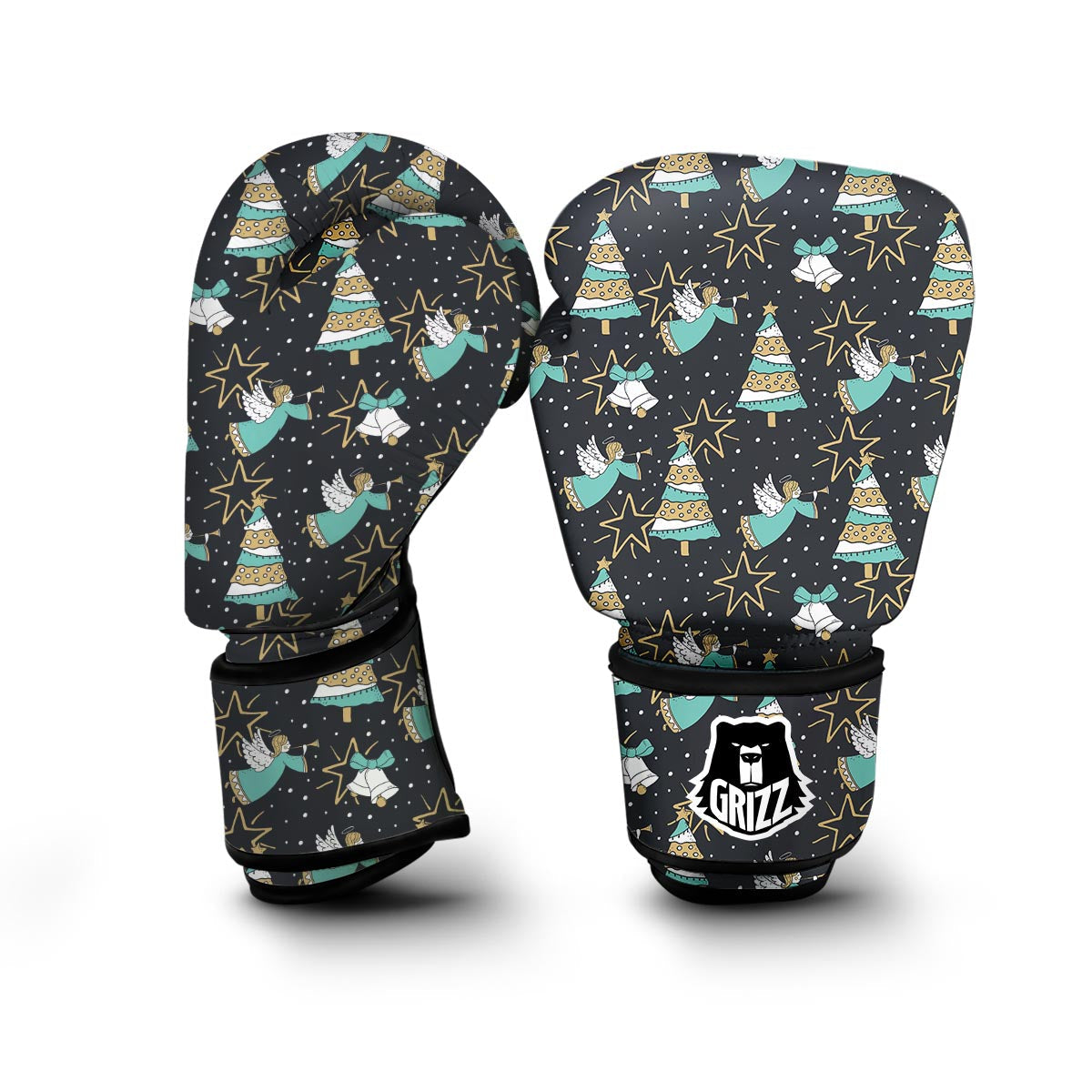 Angel Christmas Print Pattern Boxing Gloves-grizzshop