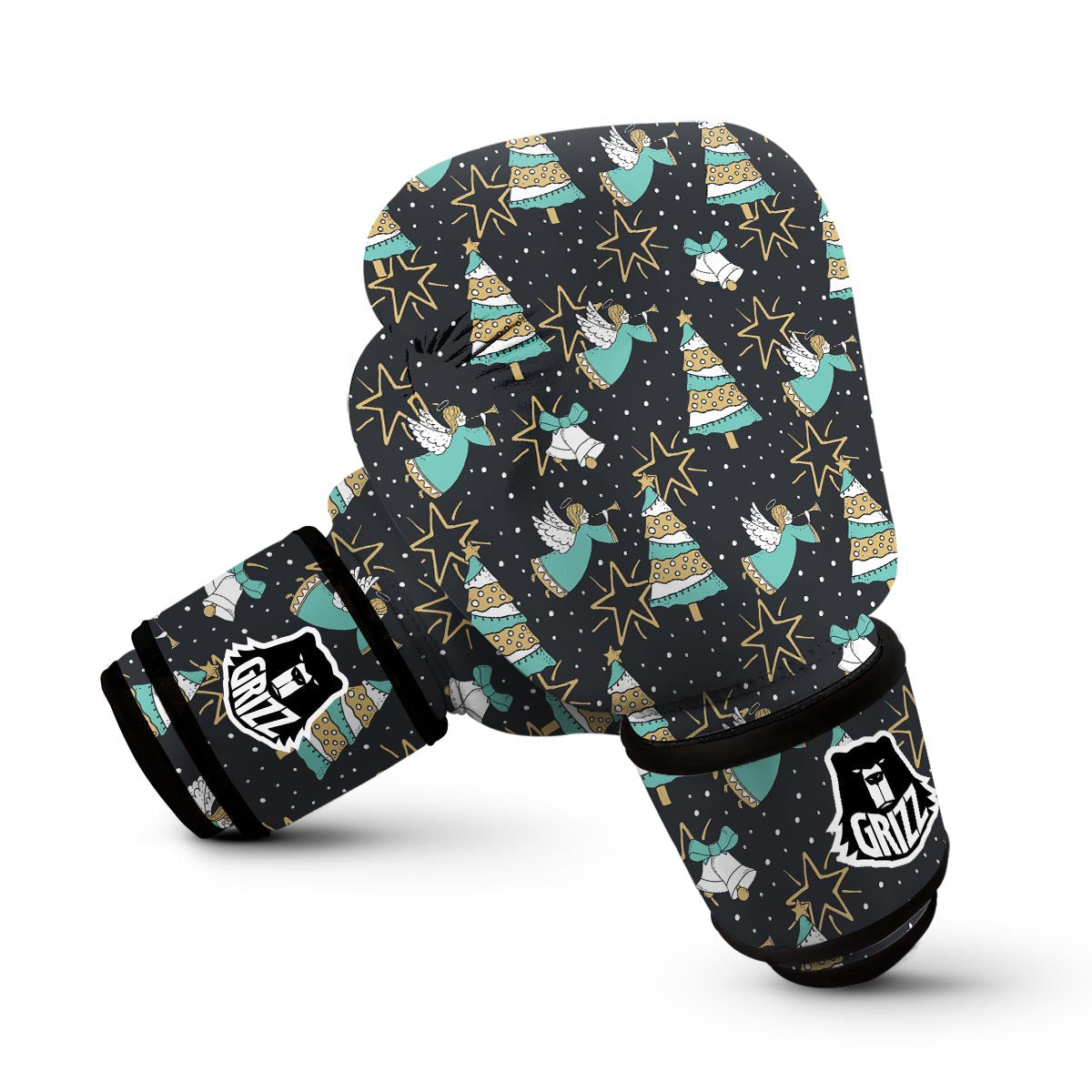 Angel Christmas Print Pattern Boxing Gloves-grizzshop