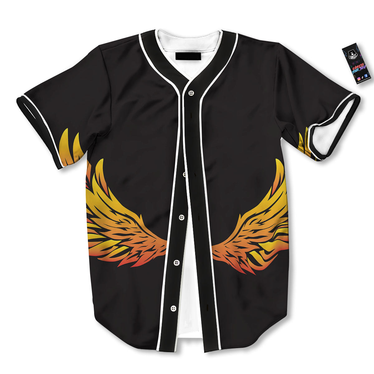 Angel Phoenix Print Baseball Jersey-grizzshop