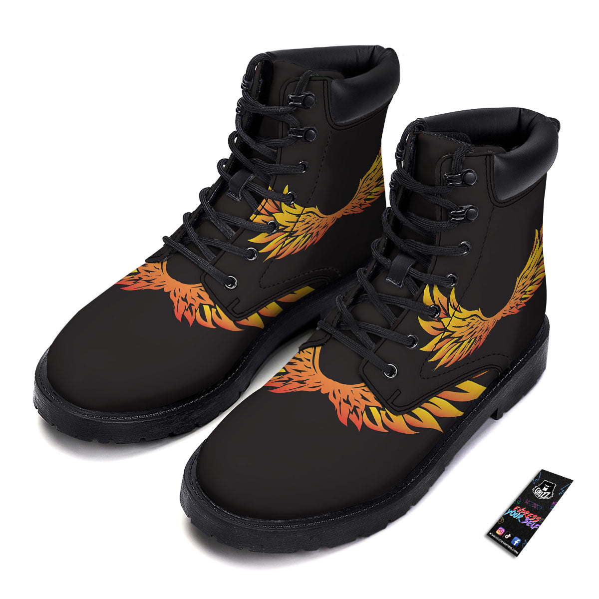 Angel Phoenix Print Boots-grizzshop