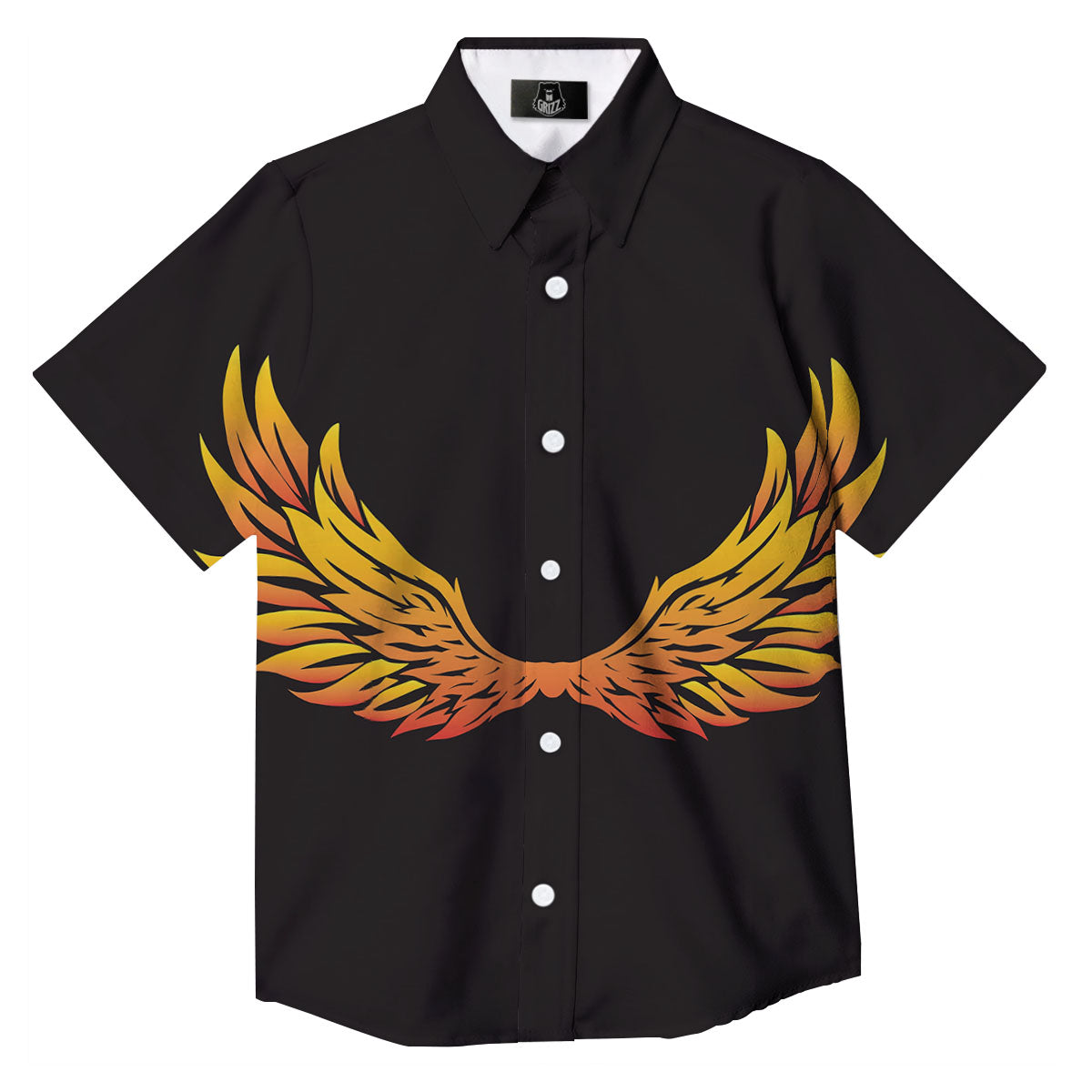 Angel Phoenix Print Button Up Shirt-grizzshop