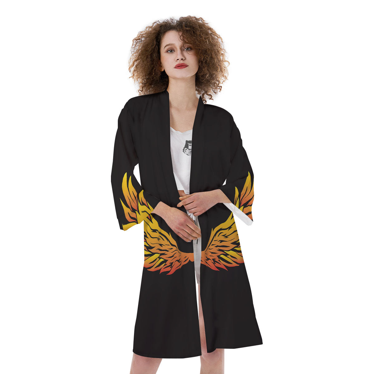 Angel Phoenix Print Kimono-grizzshop
