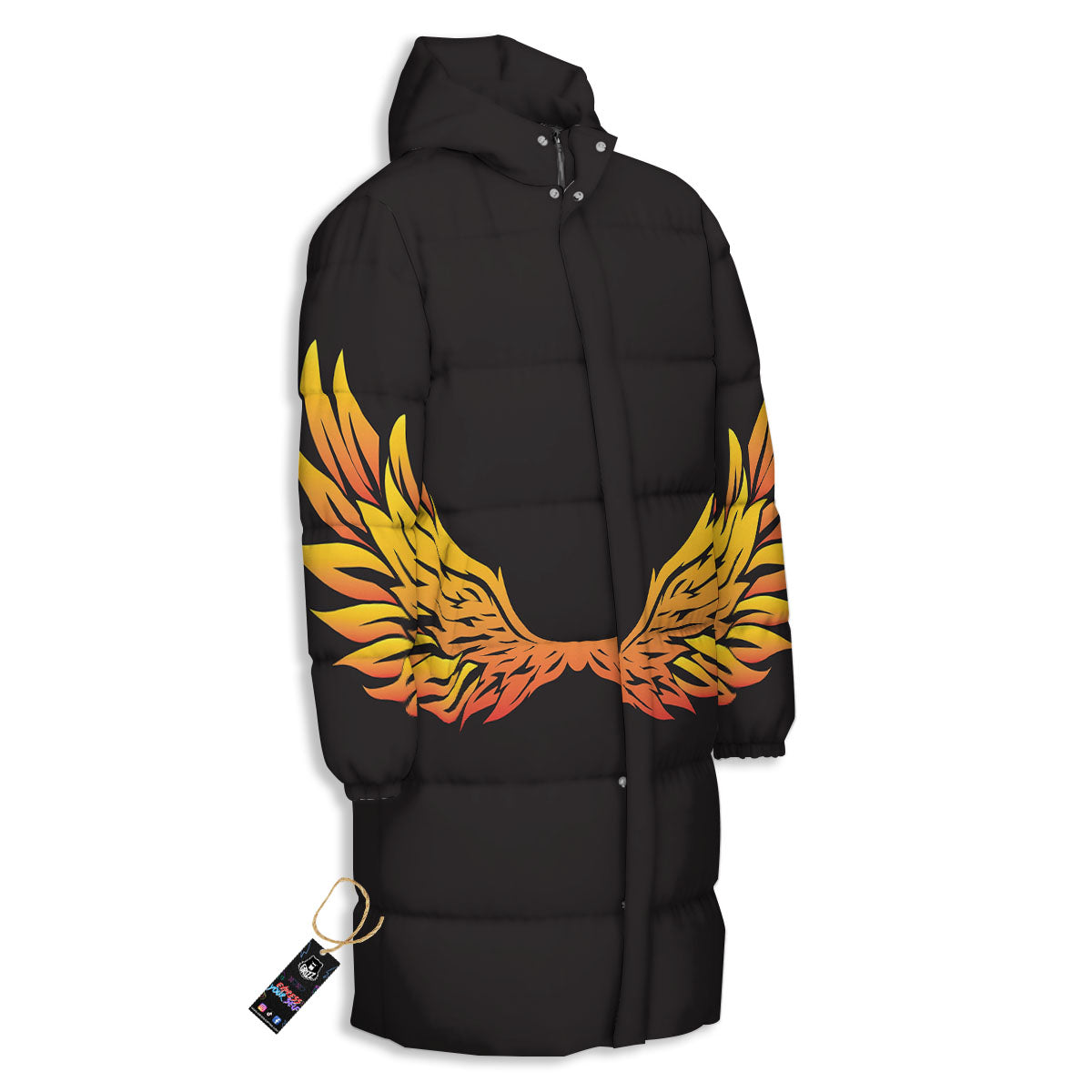 Angel Phoenix Print Long Down Jacket-grizzshop