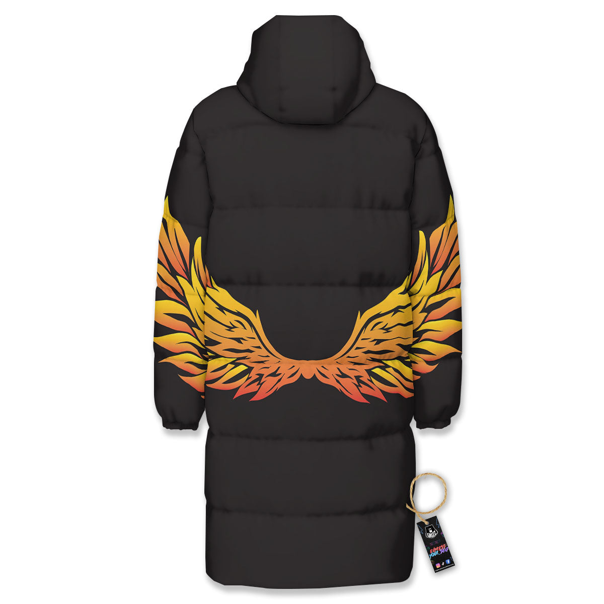 Angel Phoenix Print Long Down Jacket-grizzshop