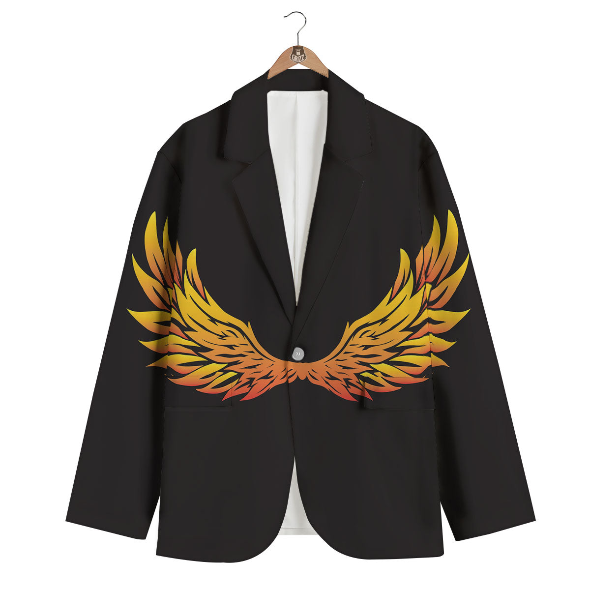 Angel Phoenix Print Men's Blazer-grizzshop