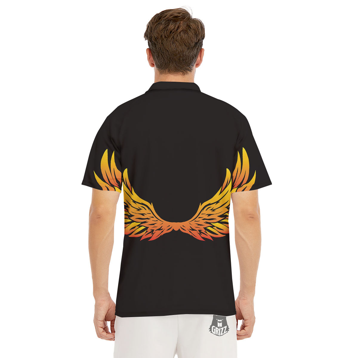 Angel Phoenix Print Men's Golf Shirts-grizzshop