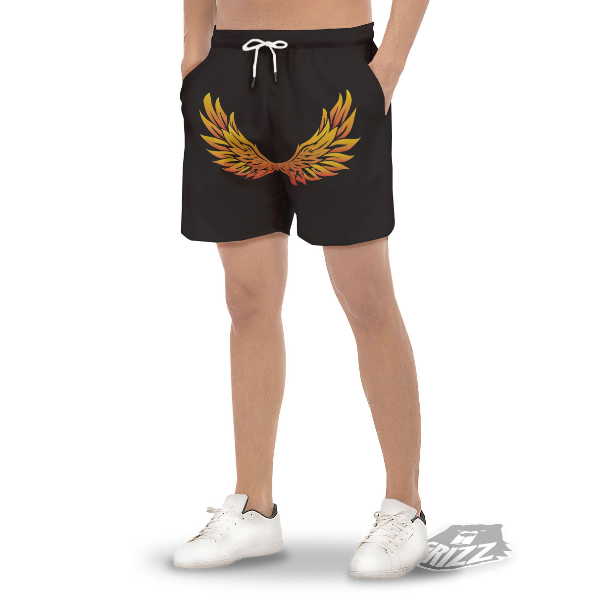 Angel Phoenix Print Men's Gym Shorts-grizzshop