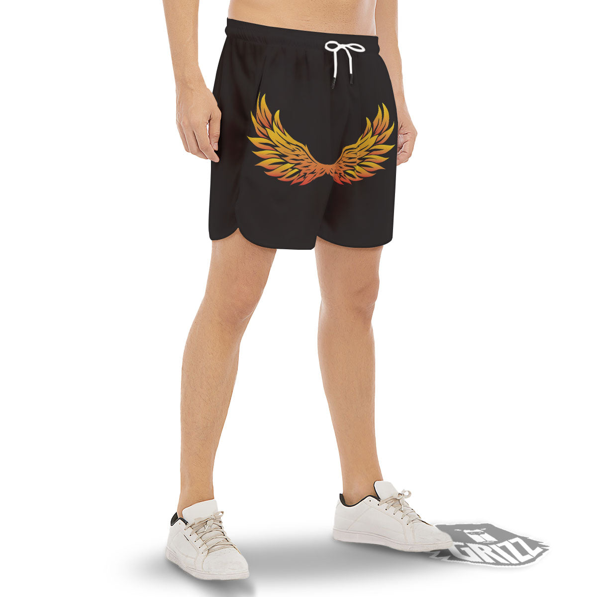 Angel Phoenix Print Men's Gym Shorts-grizzshop