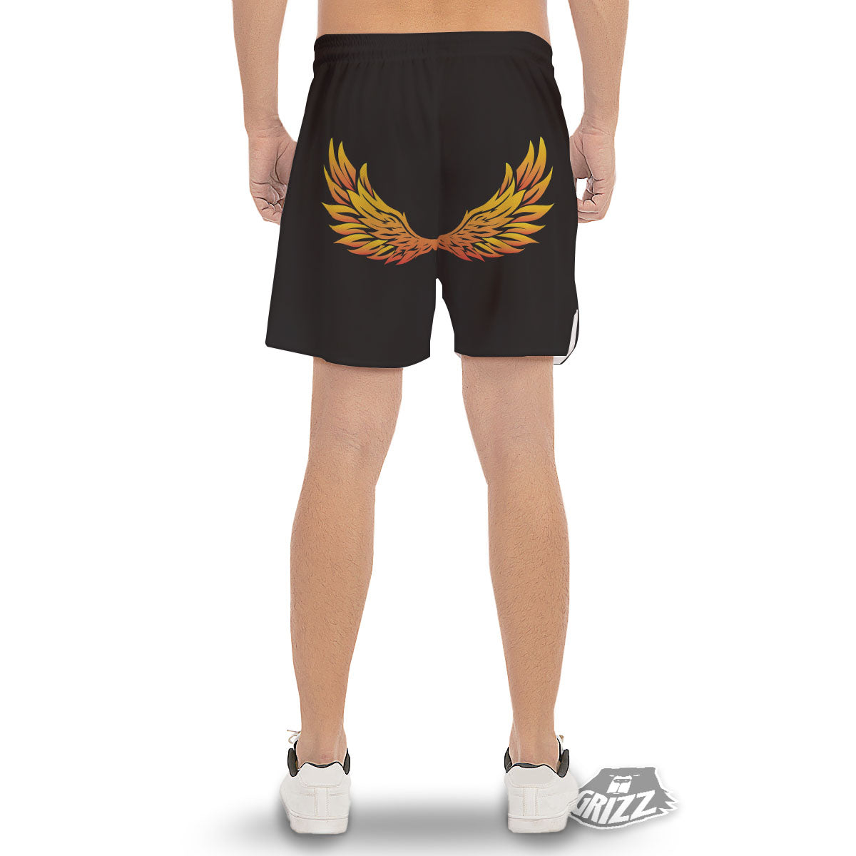 Angel Phoenix Print Men's Gym Shorts-grizzshop