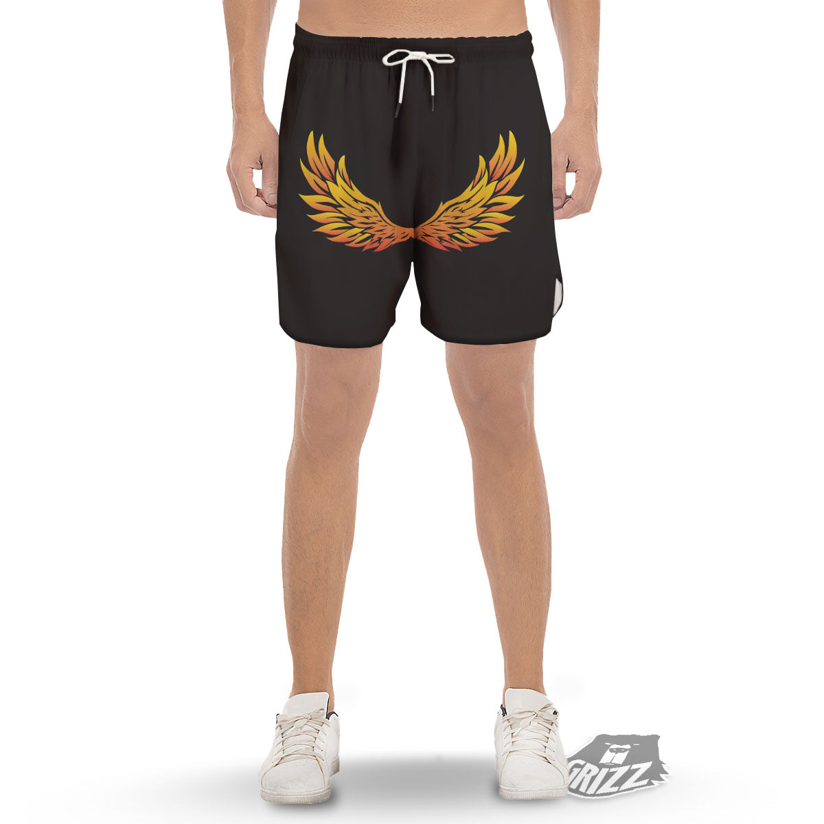 Angel Phoenix Print Men's Gym Shorts-grizzshop