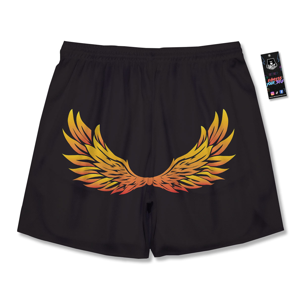 Angel Phoenix Print Men's Running Shorts-grizzshop