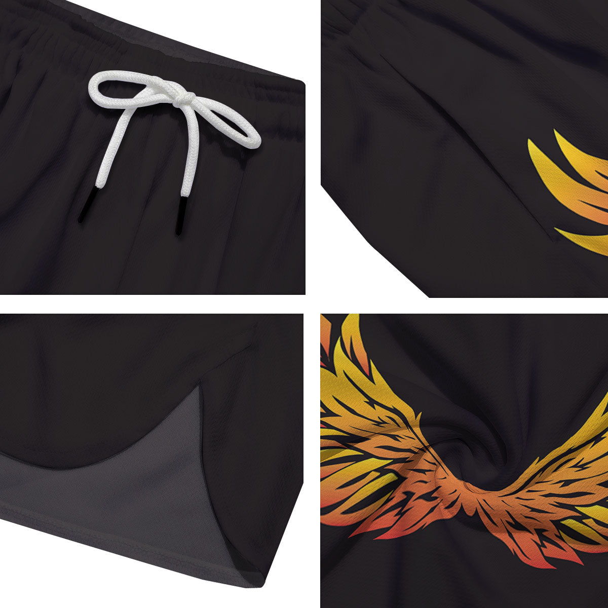 Angel Phoenix Print Men's Running Shorts-grizzshop