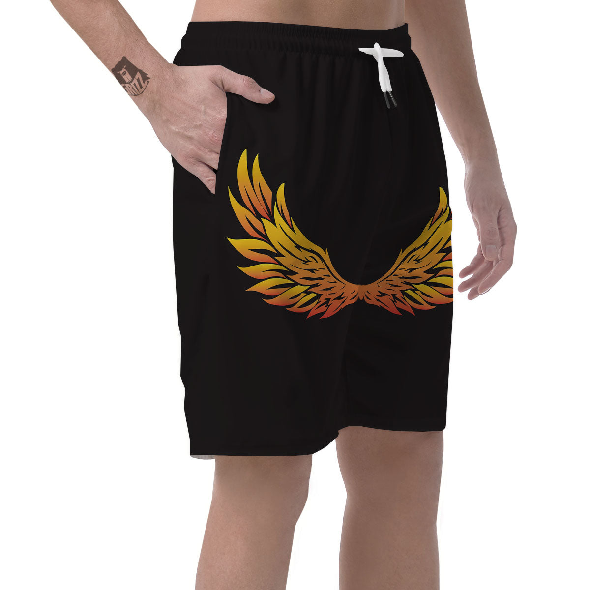 Angel Phoenix Print Men's Shorts-grizzshop