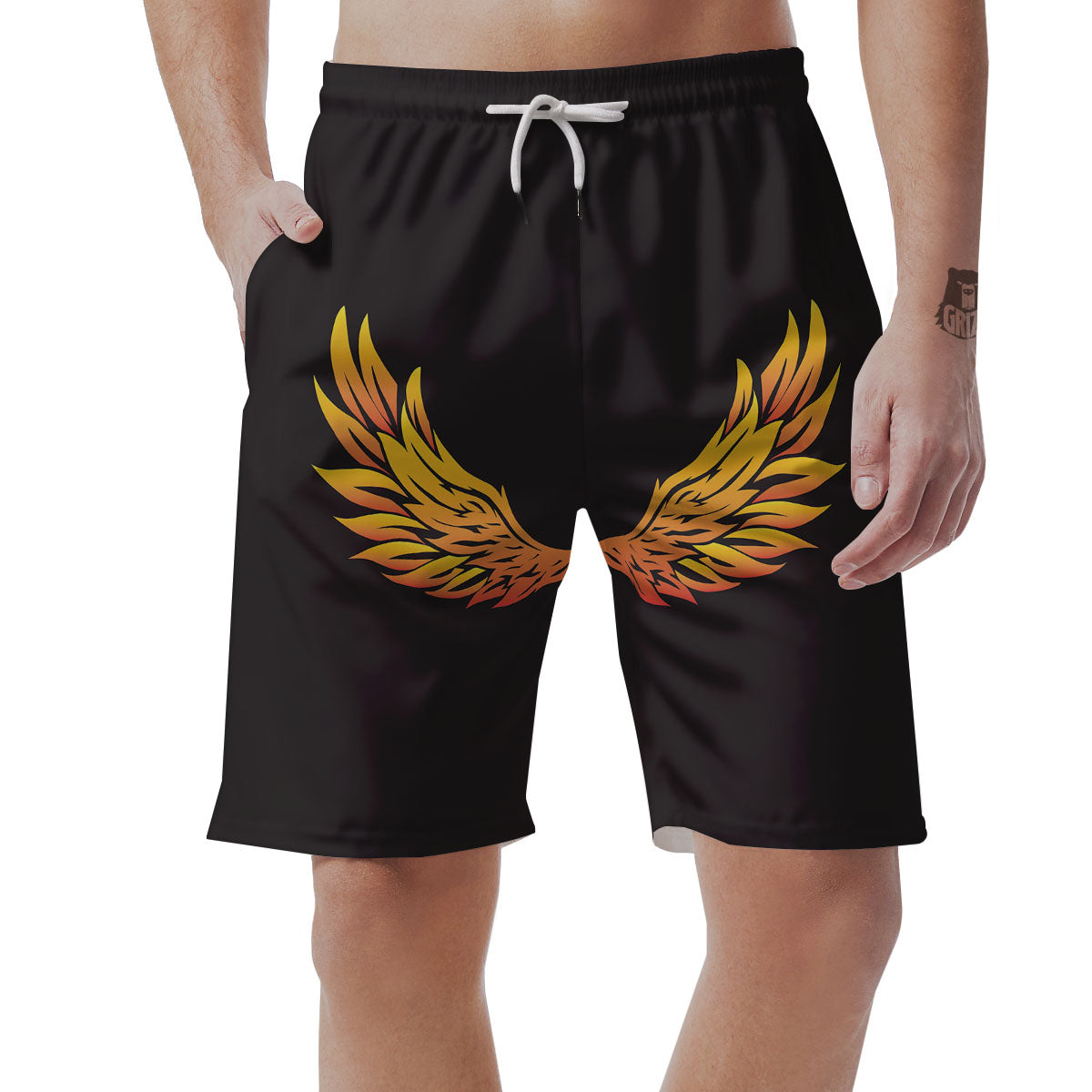 Angel Phoenix Print Men's Shorts-grizzshop
