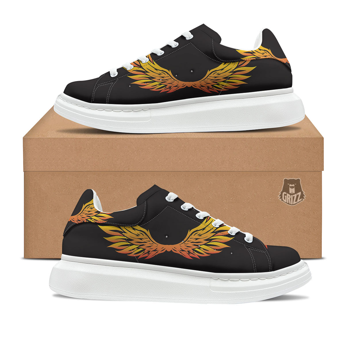 Angel Phoenix Print Platform Shoes-grizzshop