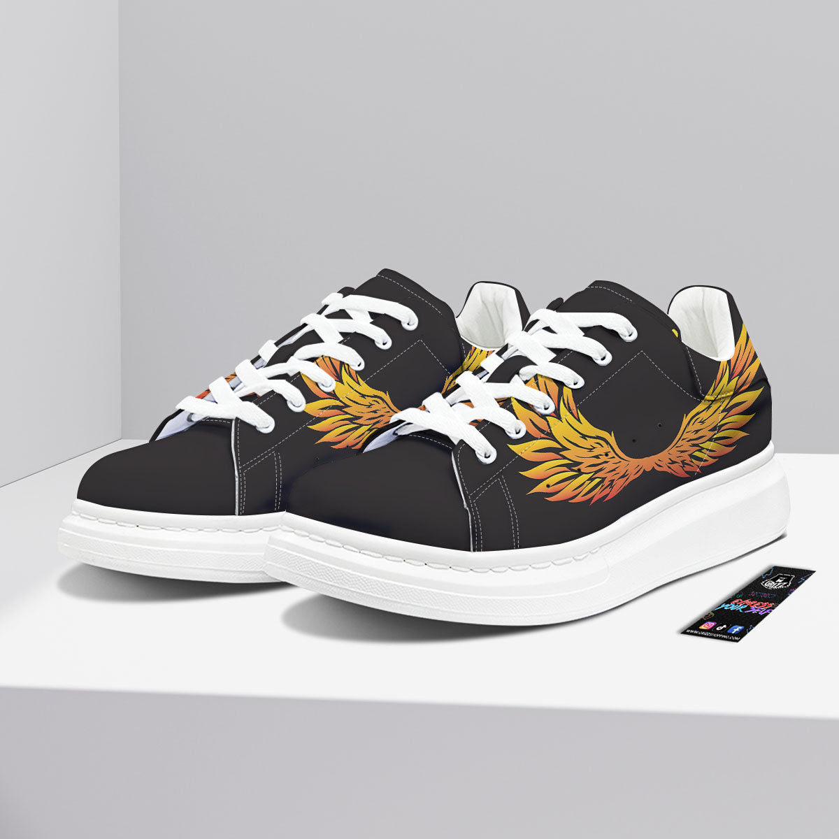 Angel Phoenix Print Platform Shoes-grizzshop