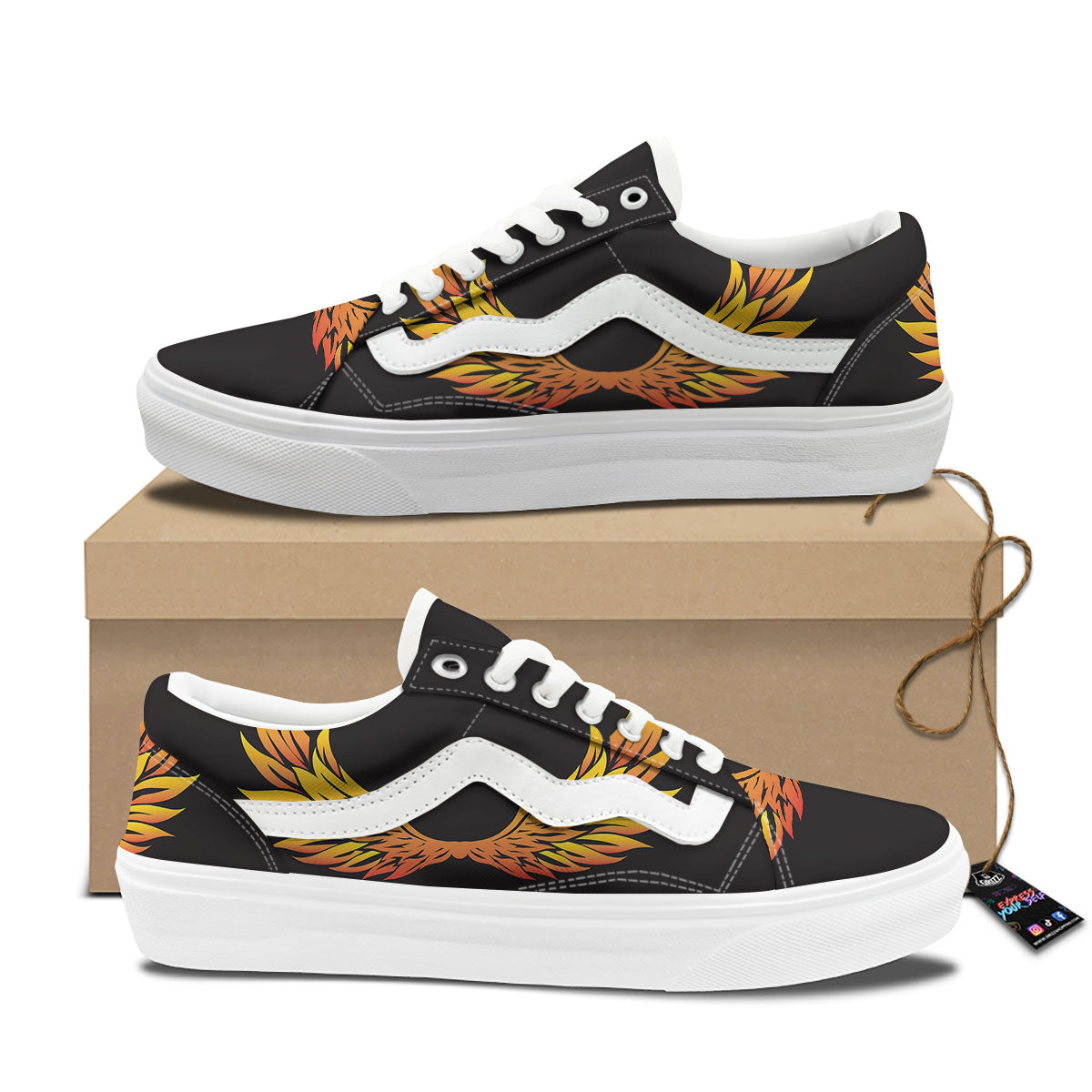 Angel Phoenix Print Skate Shoes-grizzshop