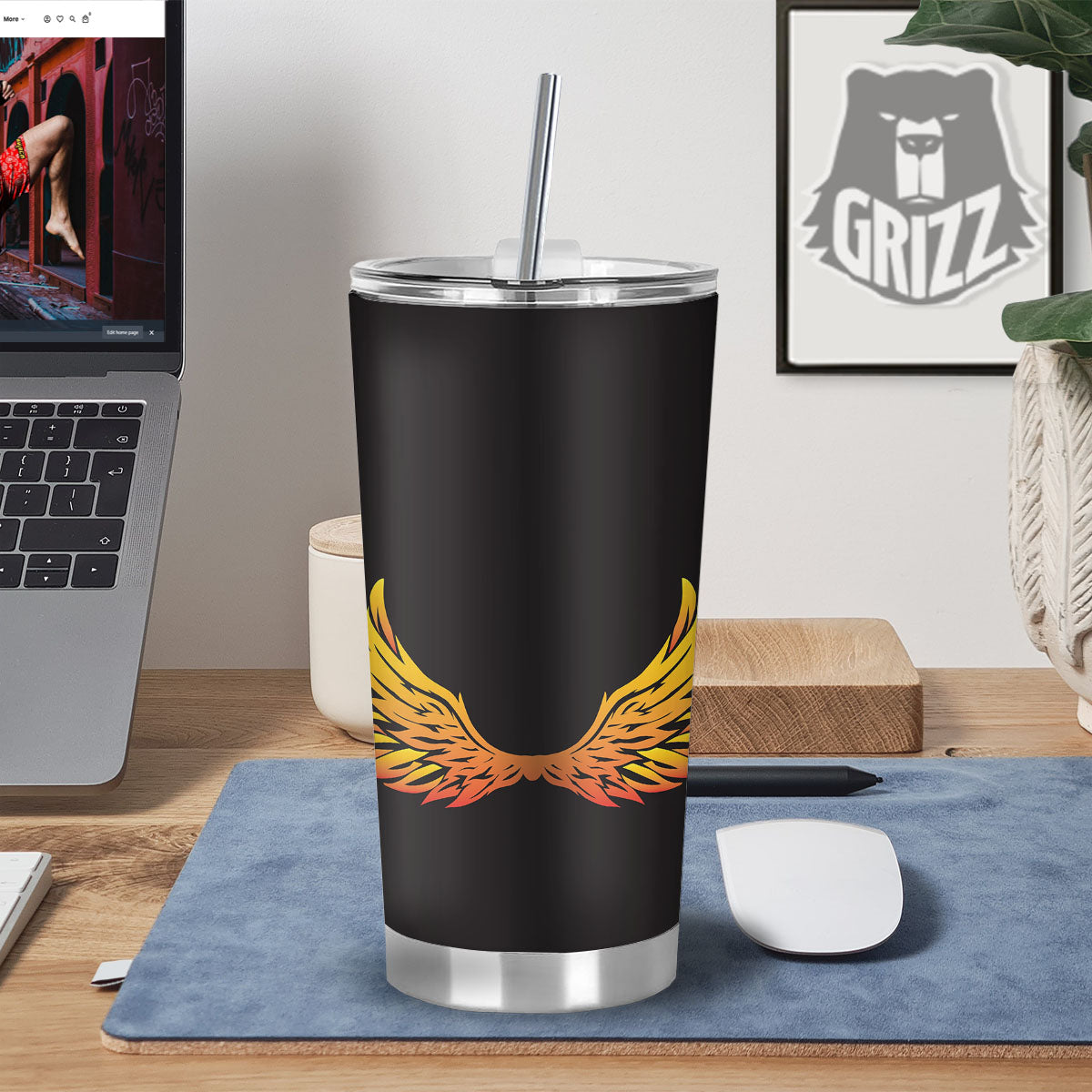 Angel Phoenix Print Tumbler-grizzshop