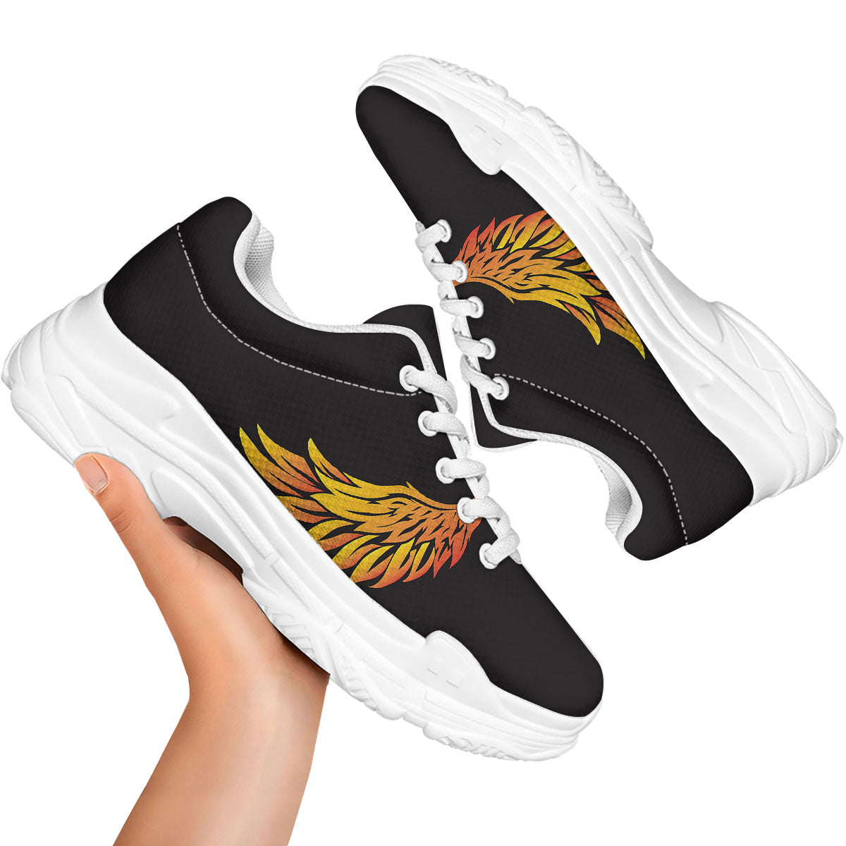 Angel Phoenix Print White Chunky Shoes-grizzshop
