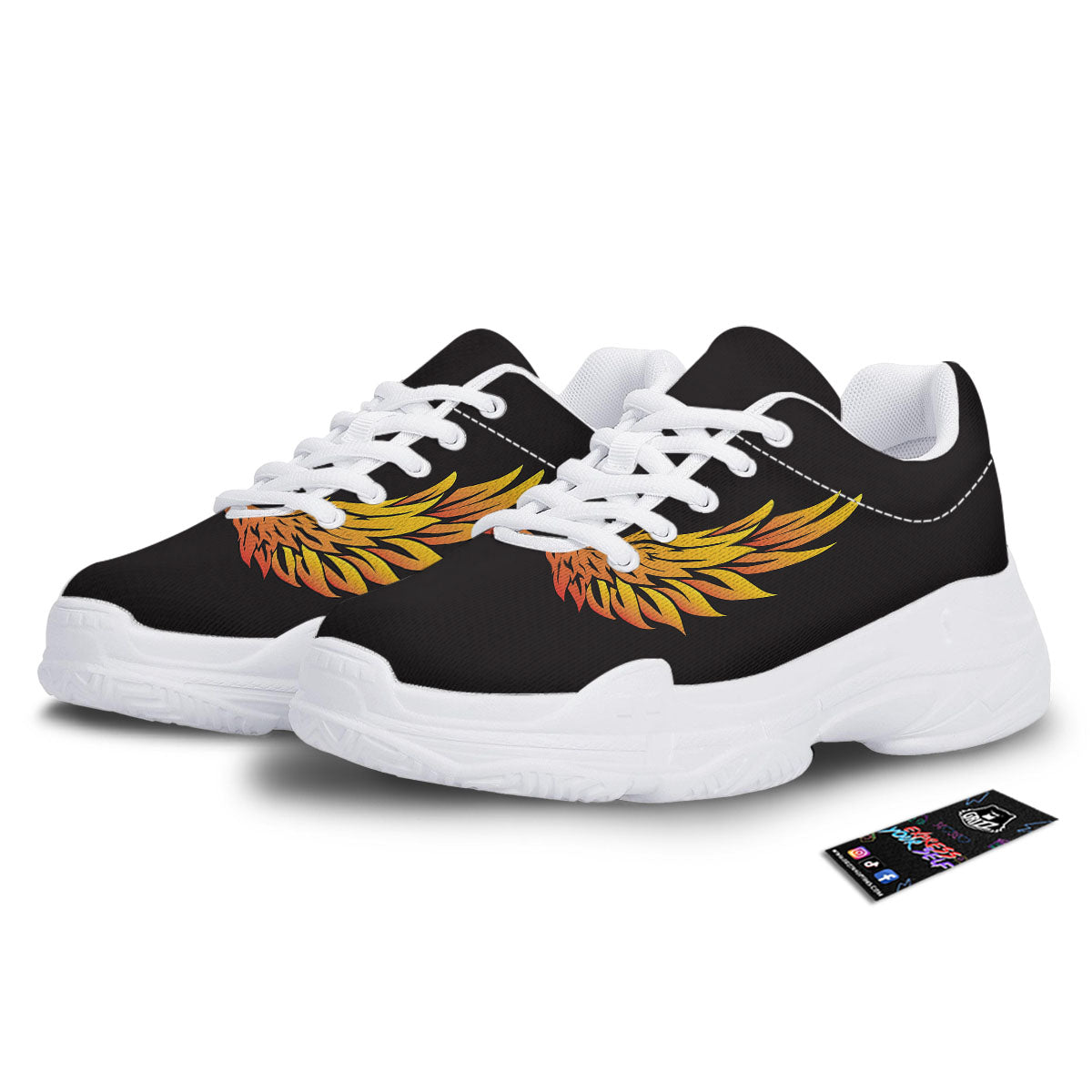 Angel Phoenix Print White Chunky Shoes-grizzshop