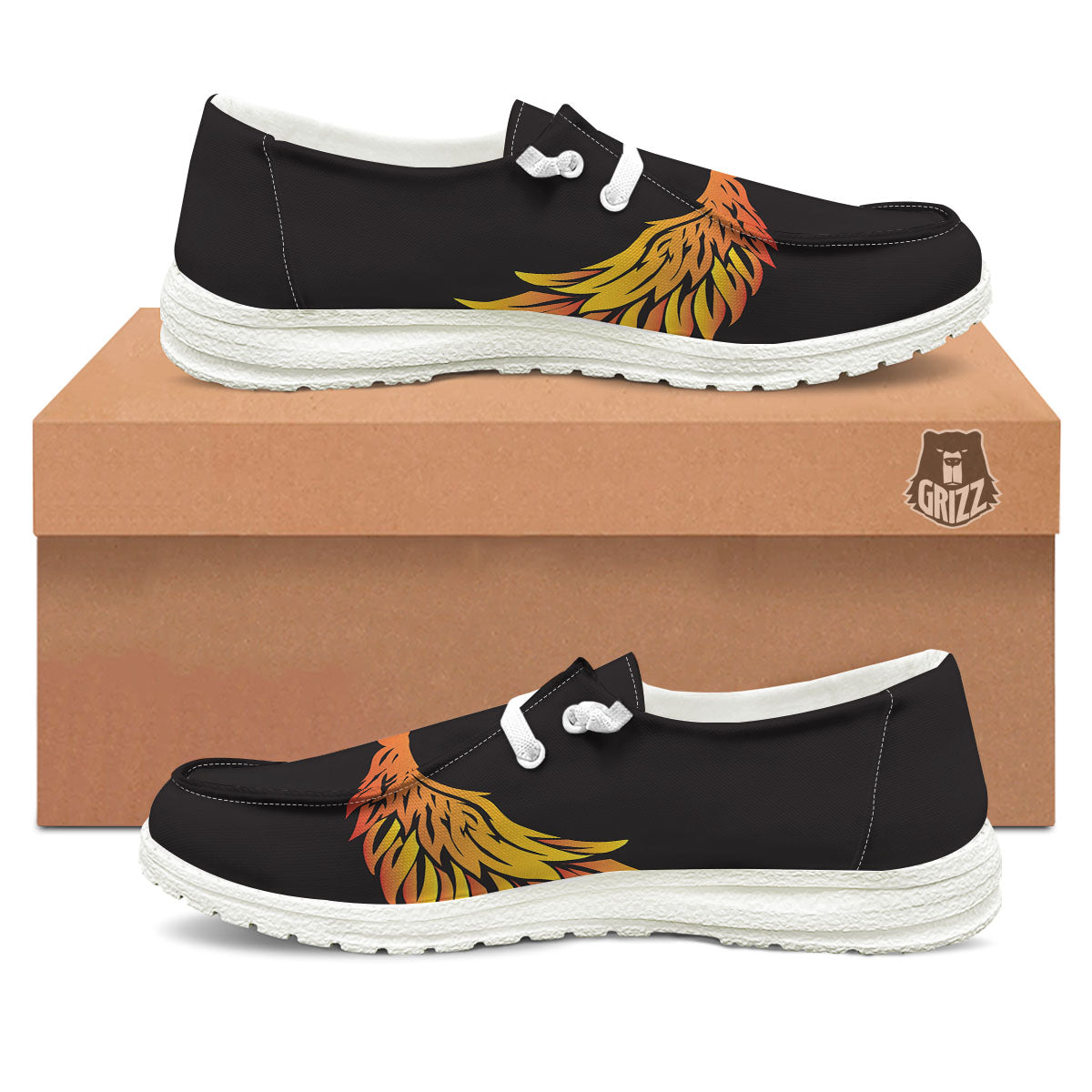 Angel Phoenix Print White Loafers-grizzshop