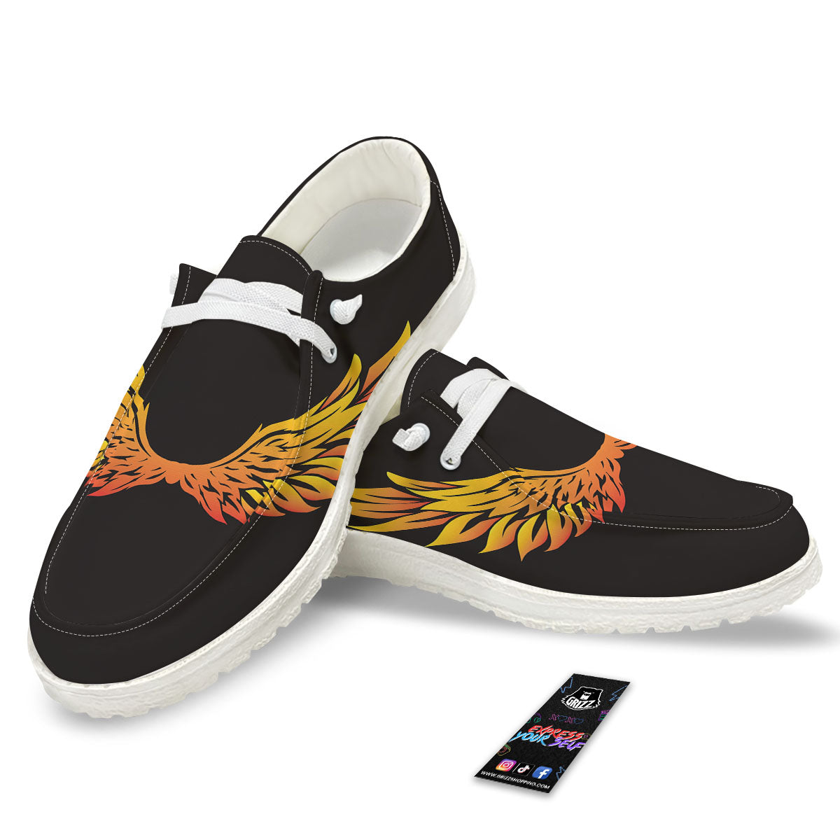 Angel Phoenix Print White Loafers-grizzshop
