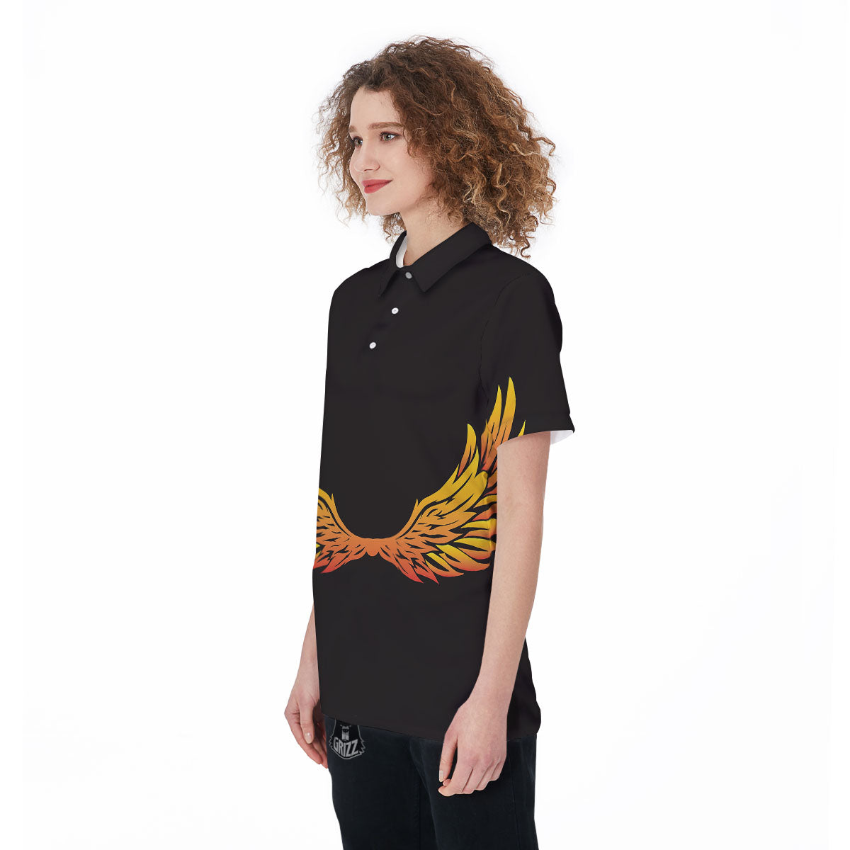 Angel Phoenix Print Women's Golf Shirts-grizzshop