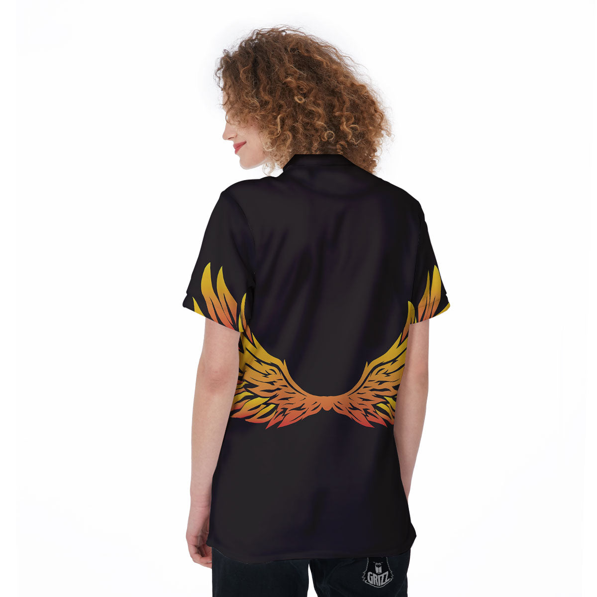 Angel Phoenix Print Women's Golf Shirts-grizzshop