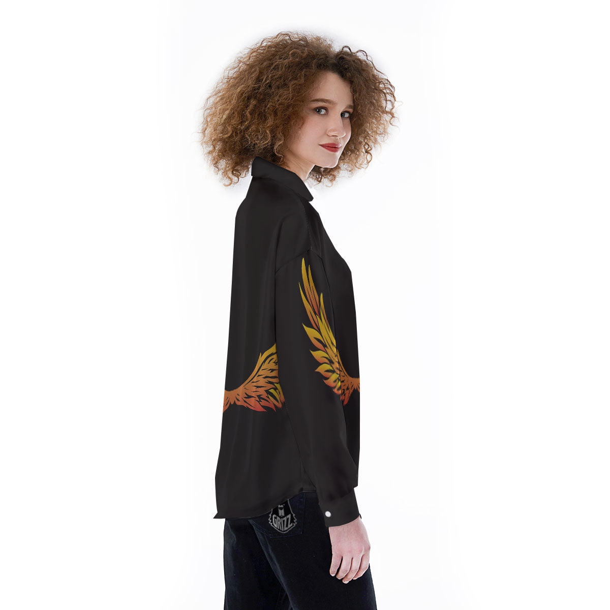 Angel Phoenix Print Women's Long Sleeve Shirts-grizzshop