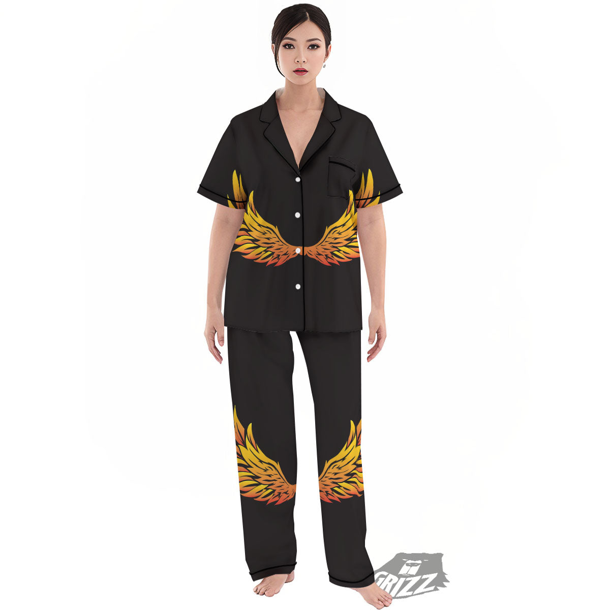 Angel Phoenix Print Women's Pajamas Set-grizzshop